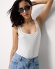 image 1 of F&F Polyamide Polka Dot Bodysuit in Multi White