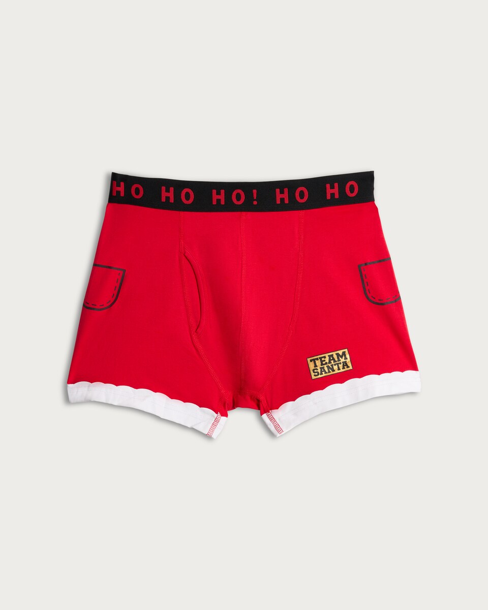 image 1 of F&F Cotton Rich Team Santa Ho Ho Ho Trunks in Multi
