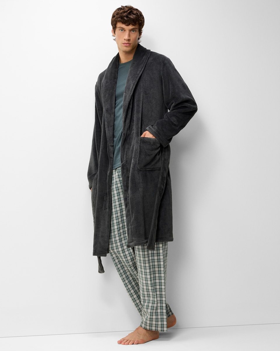 image 1 of F&F Fleece Dressing Gown in Grey