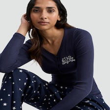 F&F Textured Star Print Top and Bottoms Pyjamas in Navy