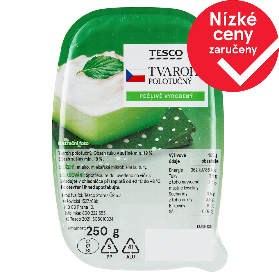 Tesco Tvaroh polotučný 250g