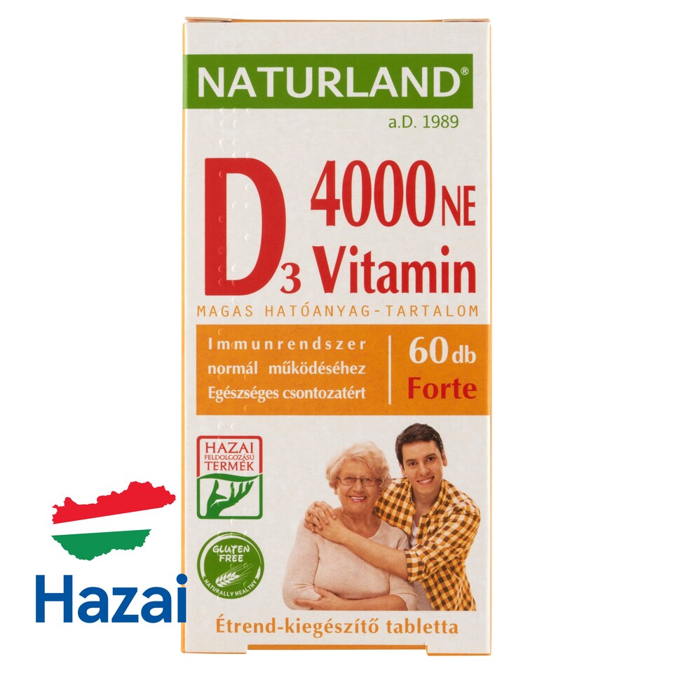 Naturland D₃-vitamin 4000 NE forte étrend-kiegészítő tabletta 60 db 11,01 g  1. kép