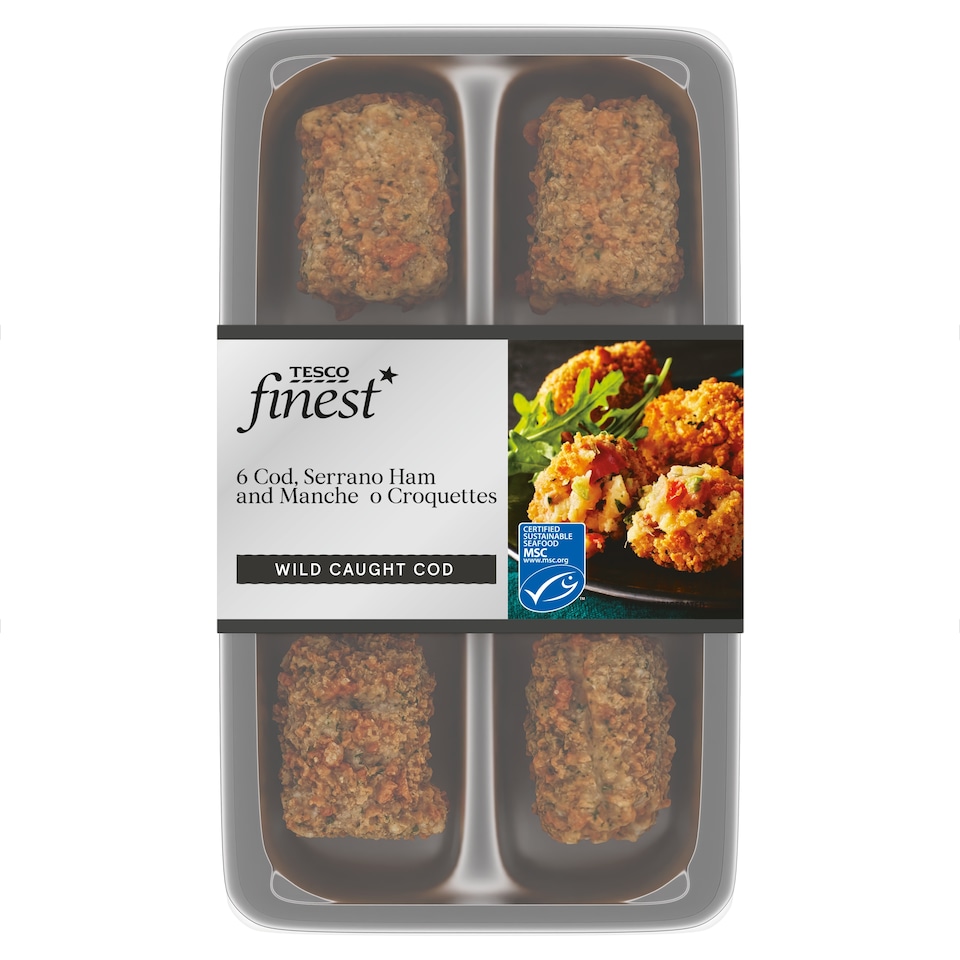 Tesco Finest 6 Cod, Serrano Ham and Manchego Croquettes 210g