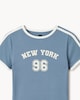 image 3 of F&F Active Girls 2-Piece New York Tipped T-Shirt and Leggings Set in Blue