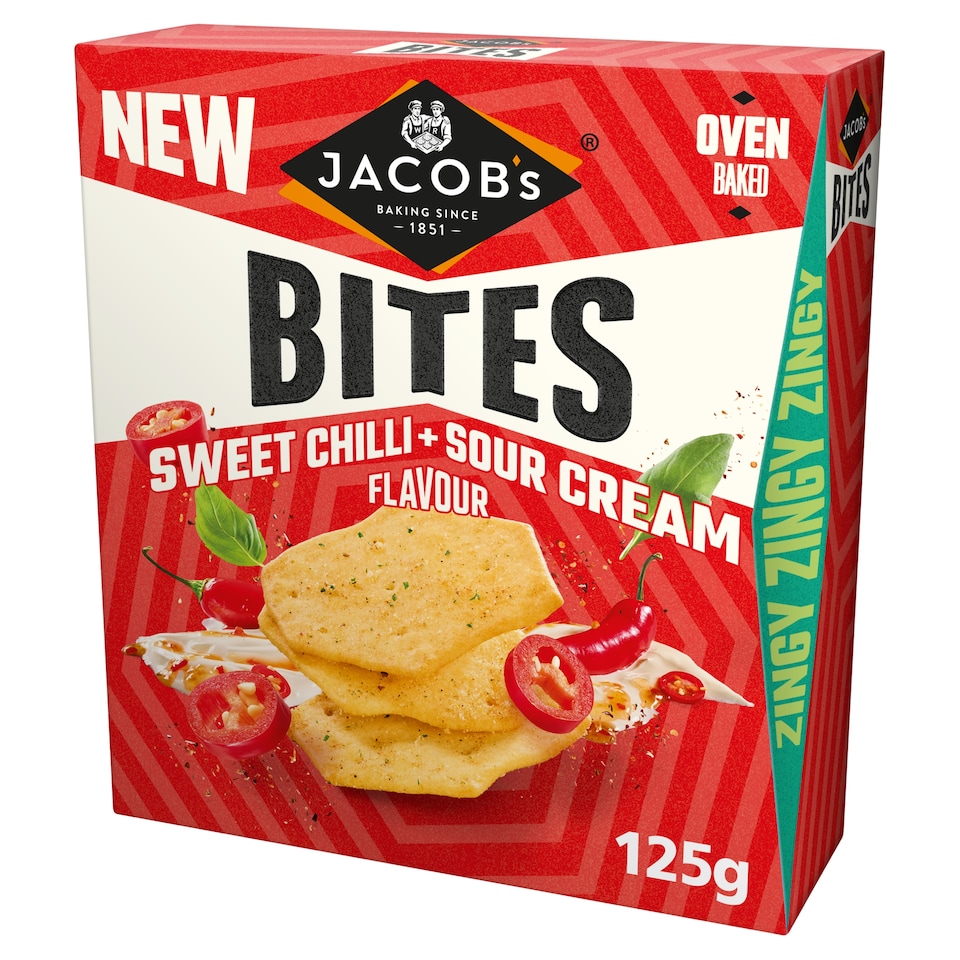 image 1 of Jacob's Bites Sweet Chilli & Sour Cream Crackers 125g