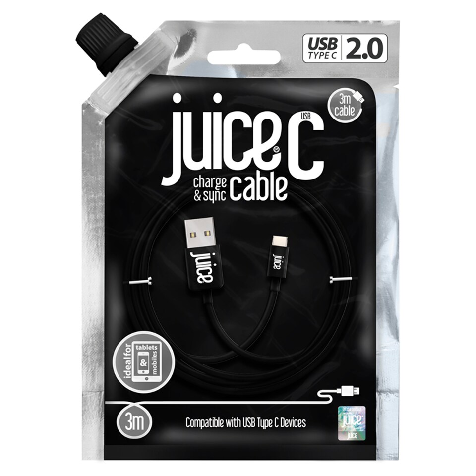 Juice USB C Phone Charger Cable 3M Black