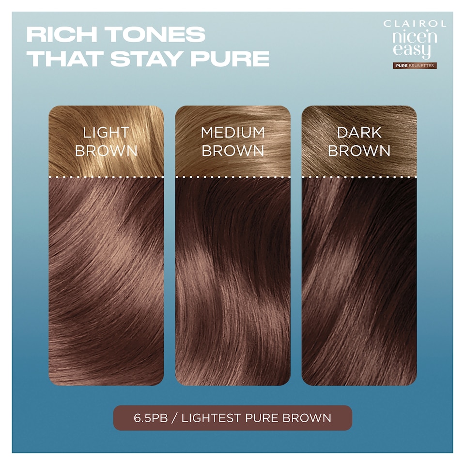 image 1 of Clairol Nice'N Easy Crème Pure Brunettes Permanent Hair Dye Kit - 6.5PB Lightest Latte Brown