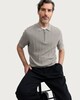 image 1 of F&F Pure Cotton Ribbed Knitted Polo Shirt in Neutral