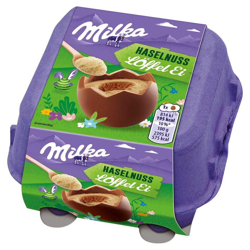 Milka Egg 'n' Spoon, čokoládové vajíčka s lieskoorieškovou náplňou 136 g