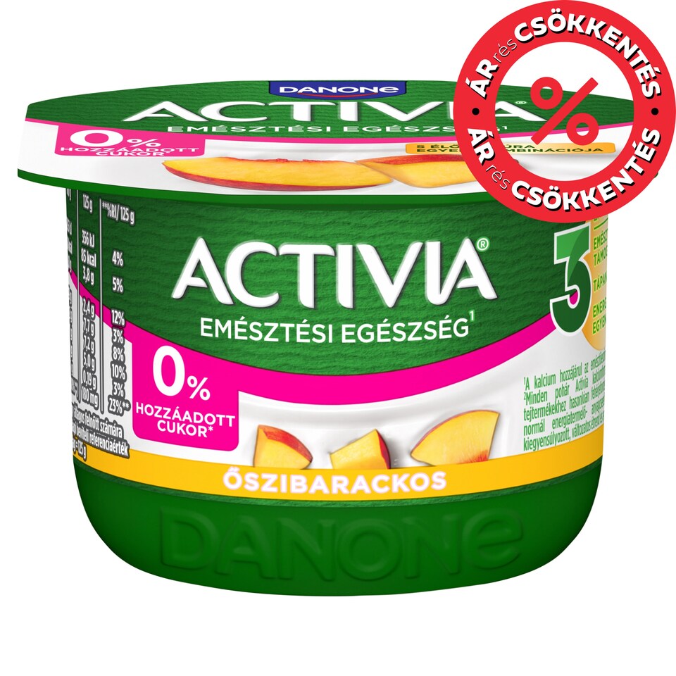 Danone Activia őszibarackos joghurt élőkultúrával, édesítőszerekkel 125 g