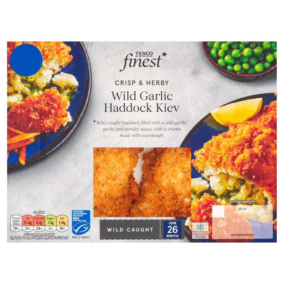 Tesco Finest Crisp & Herby Wild Garlic Haddock Kiev 