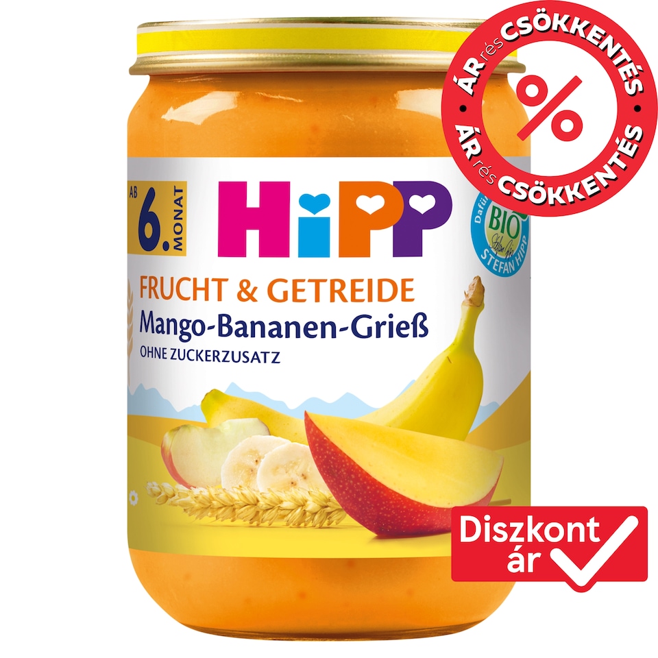 HiPP bio mangós-bananos gríz bébidesszert 6 hónapos kortól 90 g 