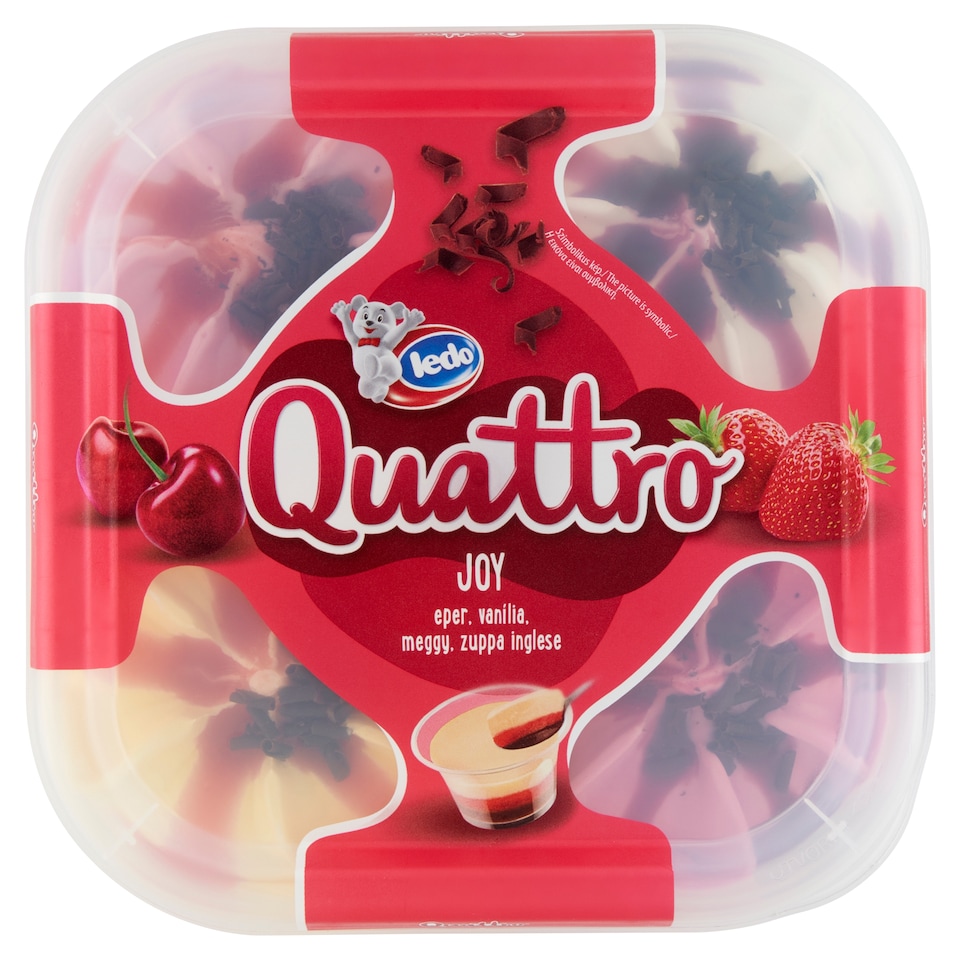 image 1 of Ledo Quattro Joy Strawberry-Zuppa Inglese-Vanilla-Sour Cherry Flavoured Ice Cream 1650 ml