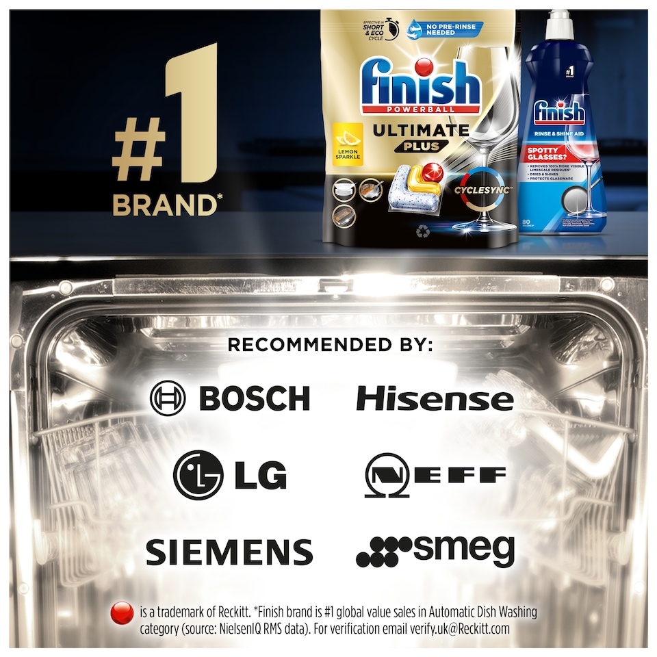 image 1 of Finish Ultimate Plus All In One 48 Dishwasher Tablets Lemon 585.6g 