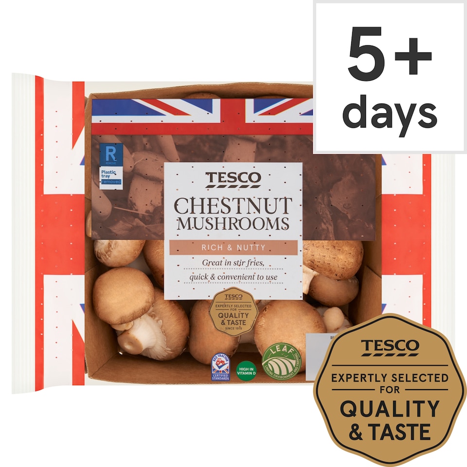 Tesco Family Pack Chestnut Vitamin D Mushrooms 485G