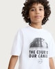image 2 of F&F Boys Pure Cotton Basketball Print Oversized Fit T-Shirt in White