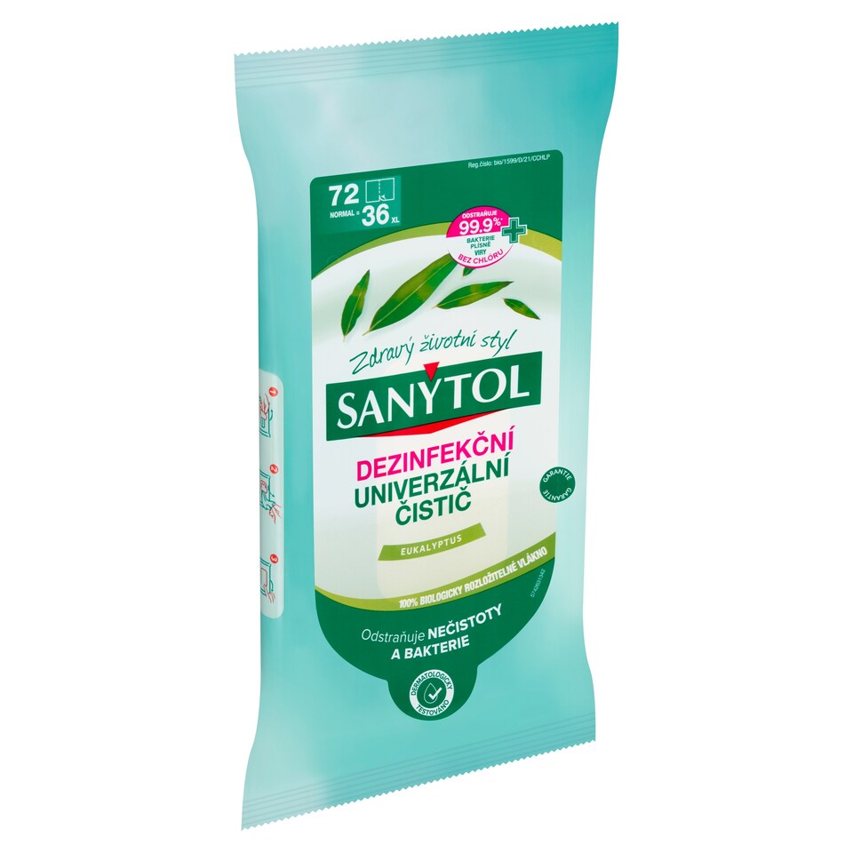 obrázok 1 z Sanytol Jednorazové čistiace utierky vôňa eukalyptu 72 ks