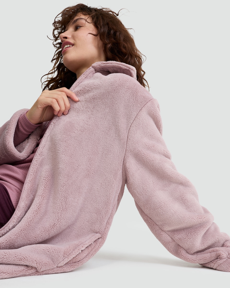 image 1 of F&F Zip Up Fleece Dressing Gown in Pink
