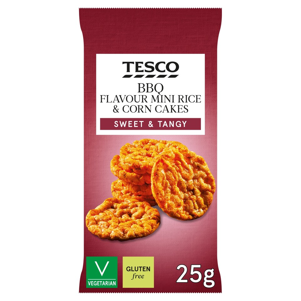 Tesco 4 Bbq Flavoured Mini Rice & Corn Cakes 4X25g