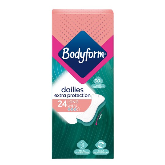 Bodyform Dailies Extra Protection Long Liners X 24 Tesco Groceries