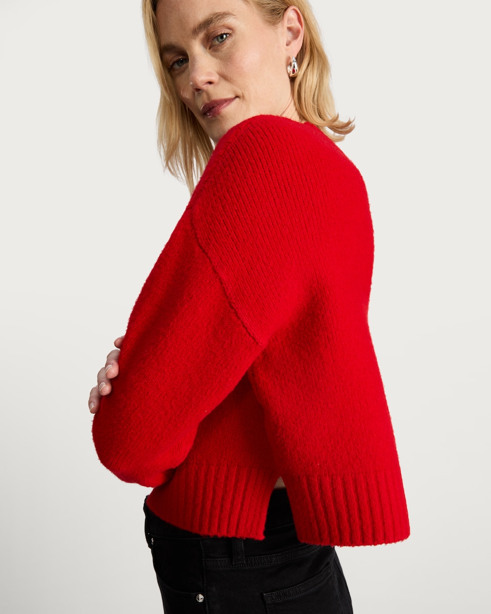 image 1 of The F&F Edit Crew Neck Cropped Jumper in Red