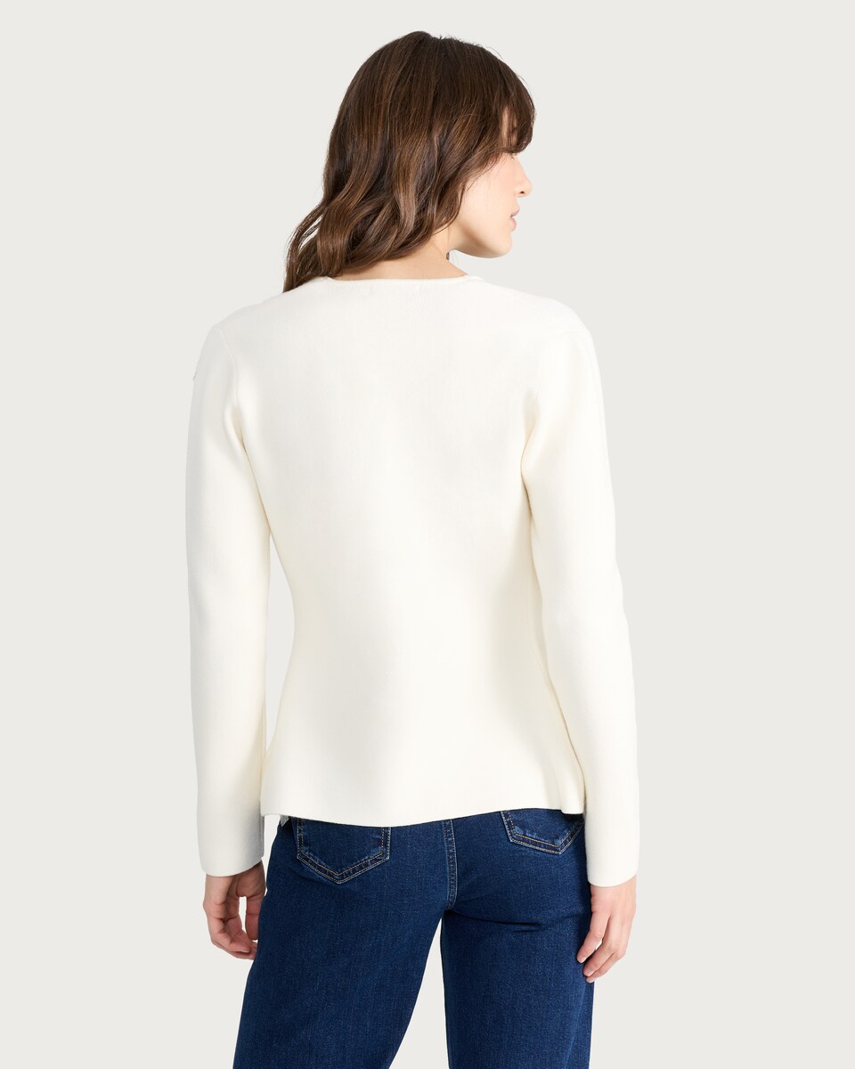 image 1 of The F&F Edit V Neck Metal Accent Cardigan in Cream