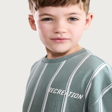 F&F Boys Pure Cotton Recreation Striped T-Shirt in Khaki