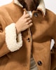 image 3 of F&F Faux Shearling Short Coat in Med Nude