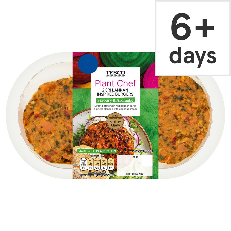 Tesco Plant Chef 2 Sri Lankan Inspired Burgers 226G