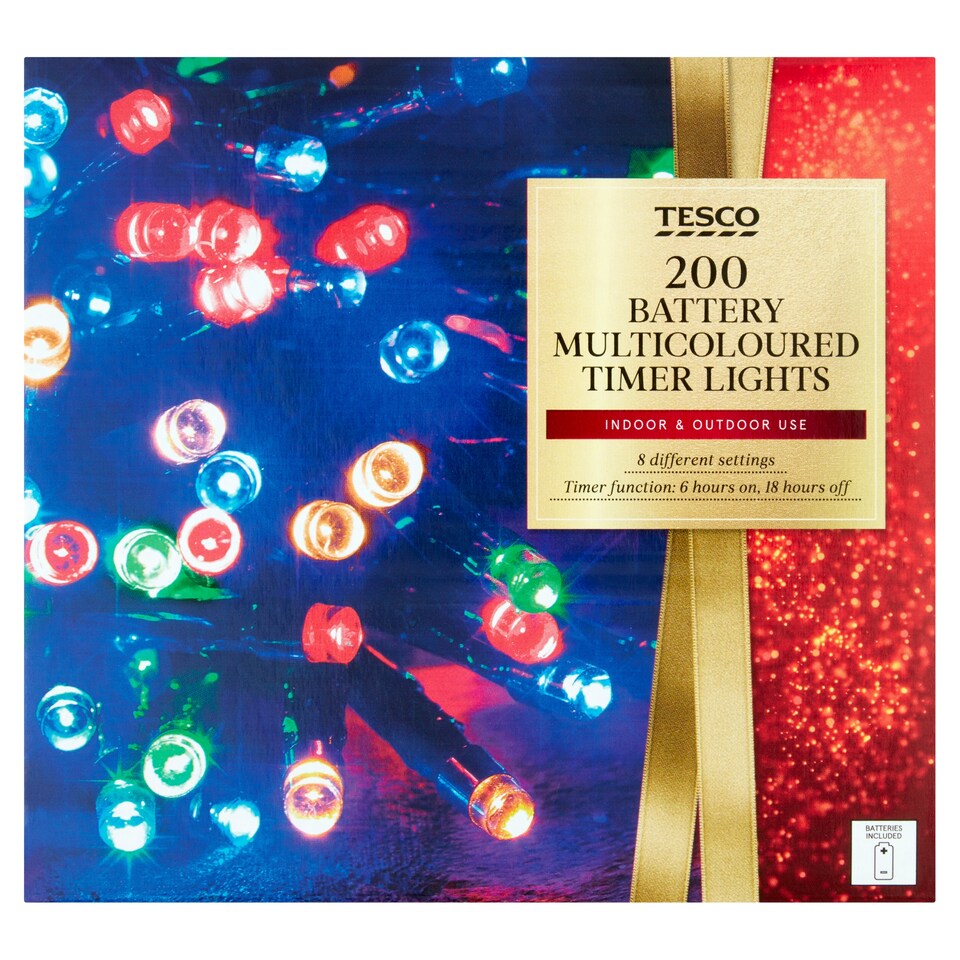 Tesco 200 Battery Multi-Coloured Timer Lights
