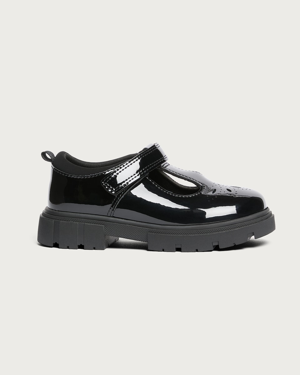 image 1 of F&F School Girls Patent T Bar Shoes in Black