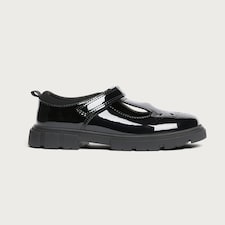 F&F School Girls Patent T Bar Shoes in Black
