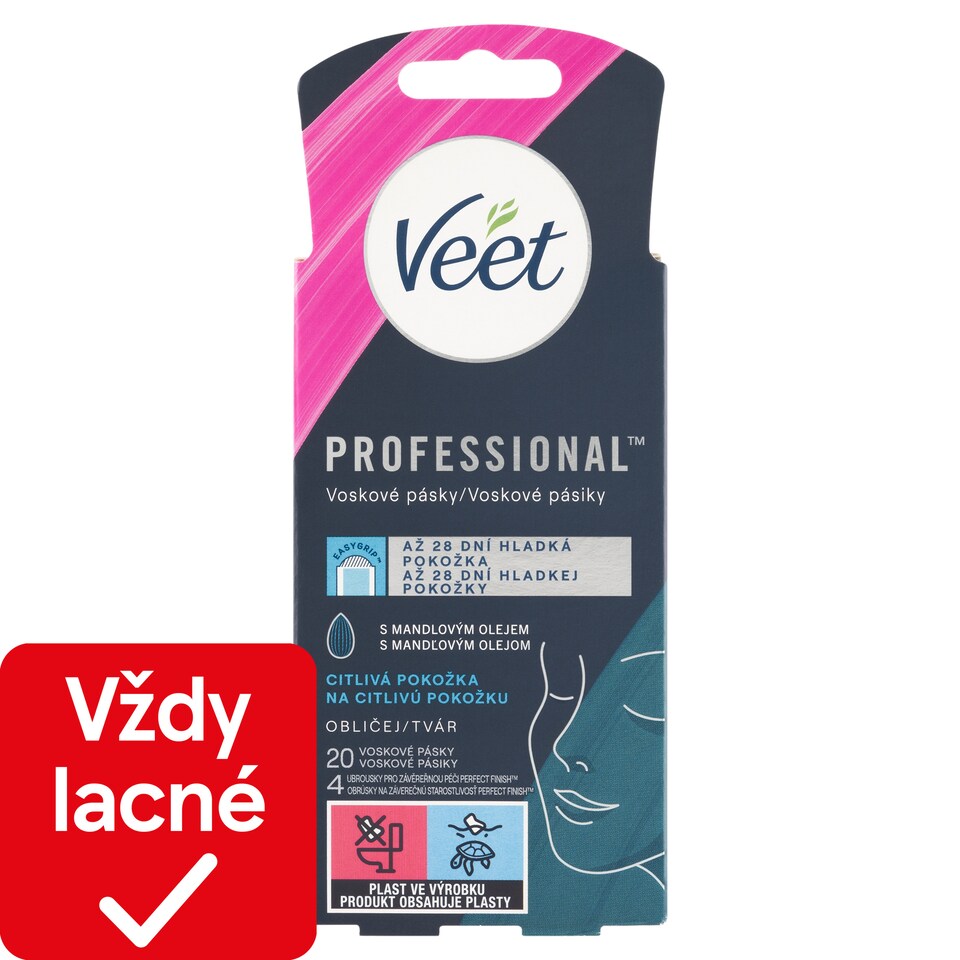 obrázok 1 z Veet Professional Voskové pásiky na tvár pre citlivú pokožku 20 ks