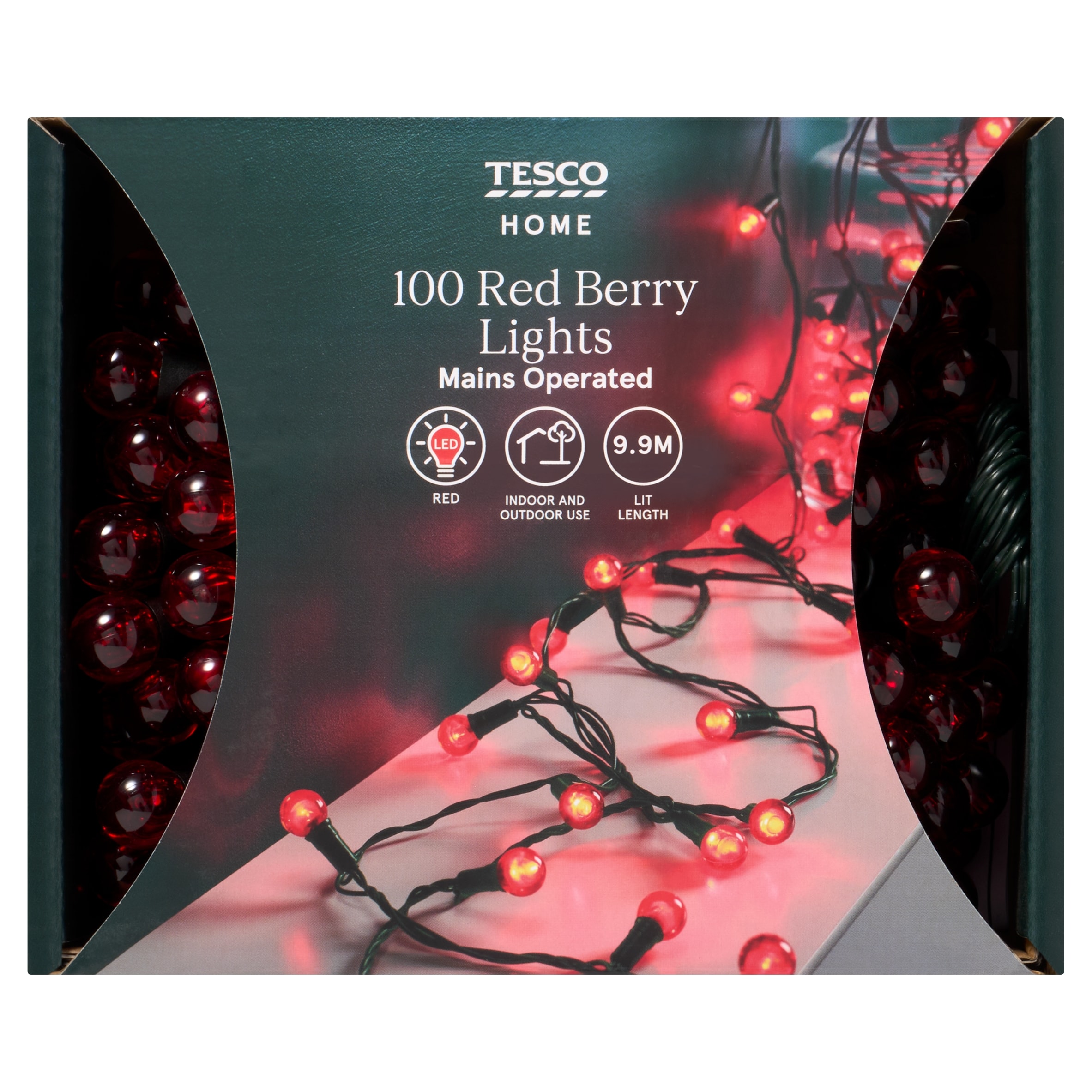 Tesco 100 Red Berry LED Christmas Lights