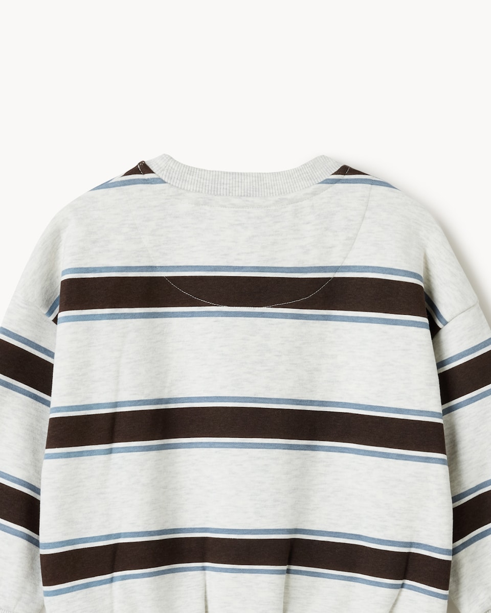 image 1 of F&F Boys Cotton Rich Striped Sweatshirt in Grey Marl