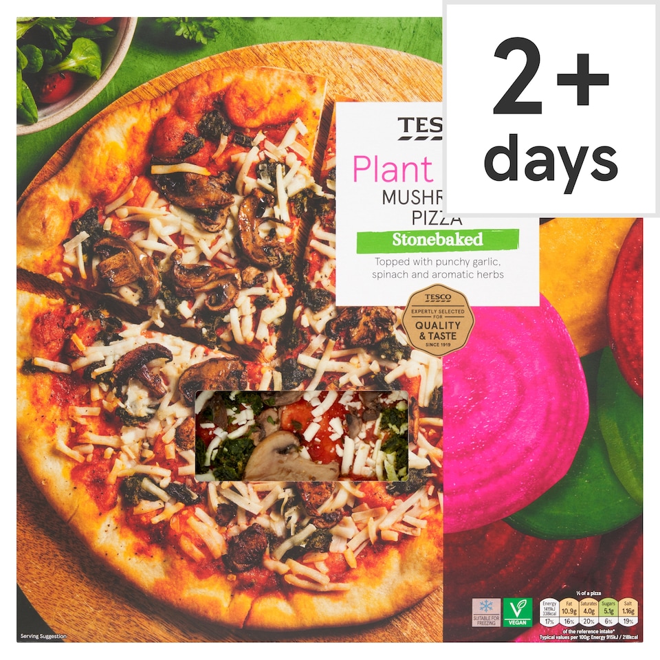 Tesco Plant Chef Stonebaked Mushroom Pizza 316g