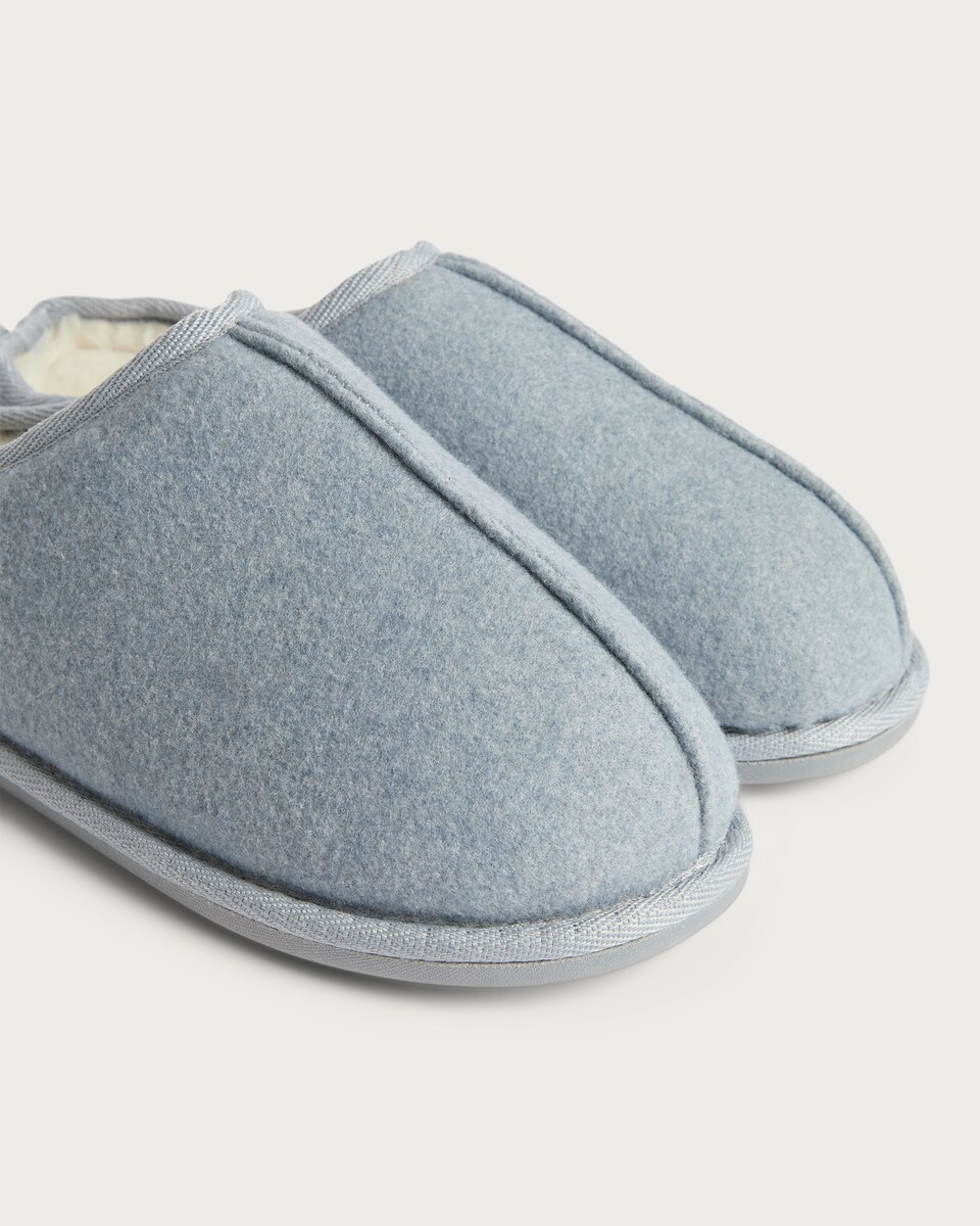 image 1 of F&F Felt Slip On Mule Slippers in Blue