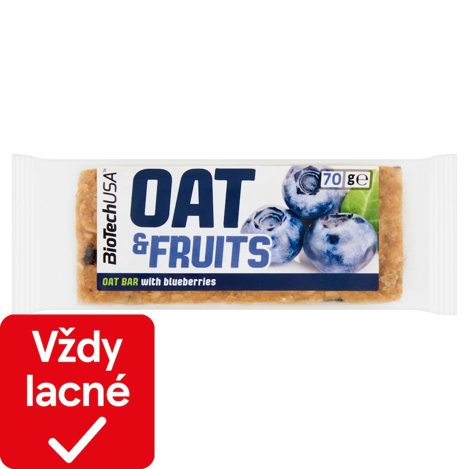 obrázok 1 z BioTechUSA Oat and Fruits ovsená tyčinka s kúskami čučoriedok 70 g