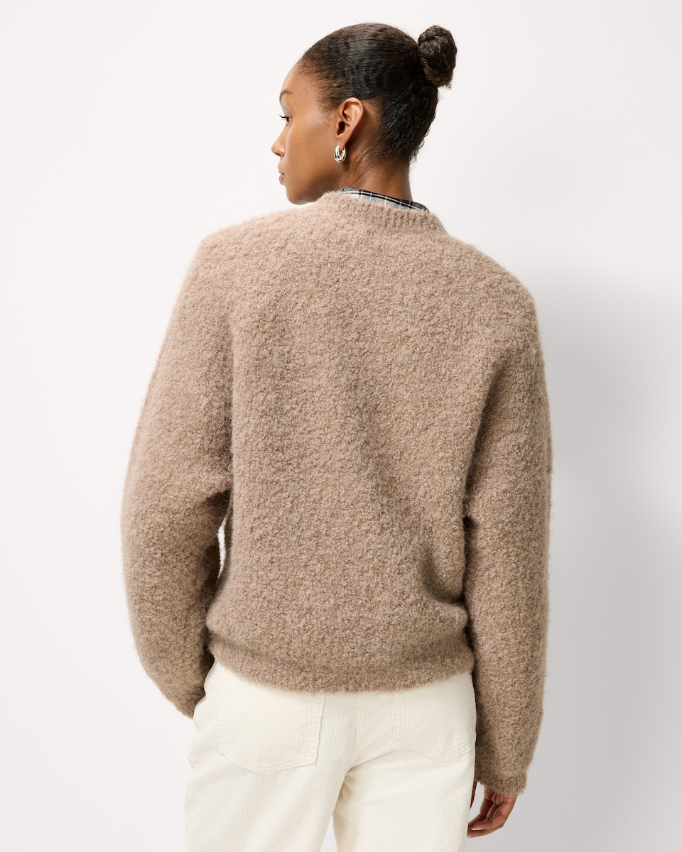 image 1 of F&F Textured Knitted Jumper with Wool in Mink
