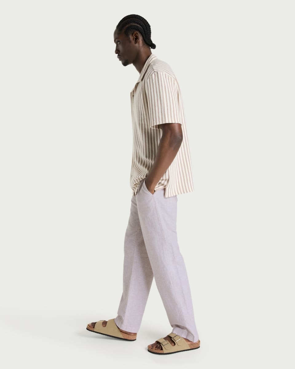 image 1 of F&F Linen Rich Chino Trousers in Ecru