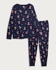 image 4 of F&F Pure Cotton Teddy Bear Print Top and Joggers Pyjamas in Navy
