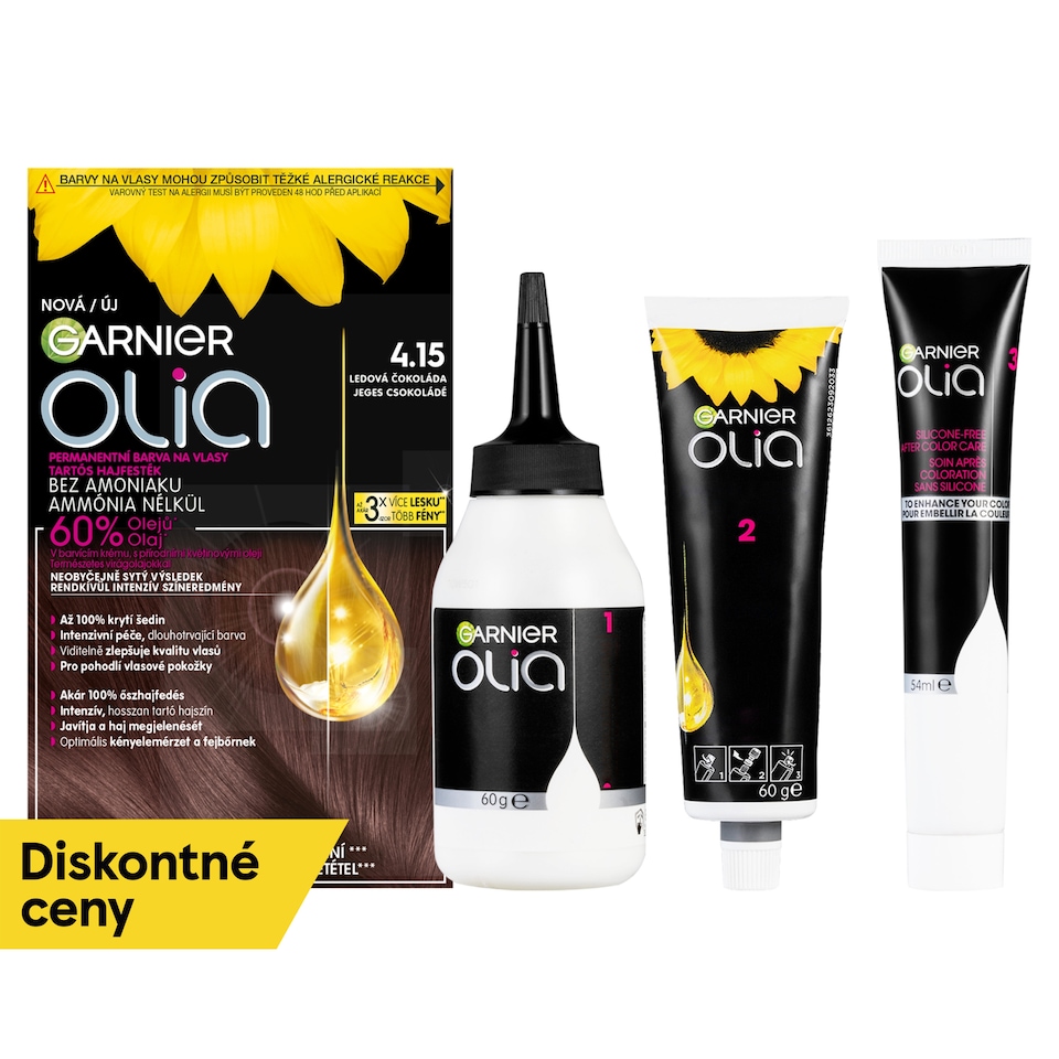 Garnier Olia permanentná farba na vlasy 4 .15 Ľadová čokoláda , 60 +60 +54 ml
