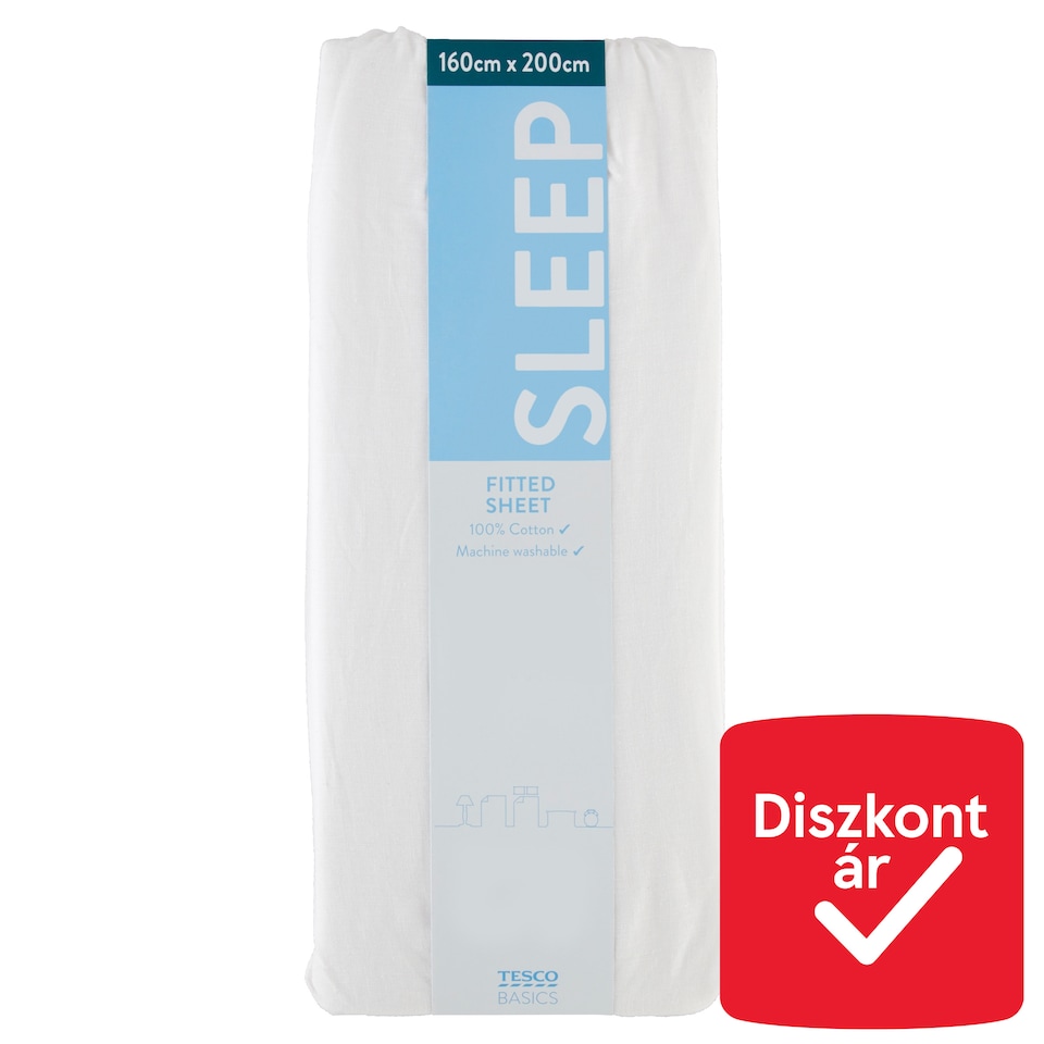 Tesco Basics White Fitted Sheet 160 cm x 200 cm