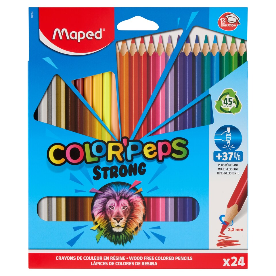 Maped Color' Peps Strong bezdrevné farebné ceruzky 24 ks