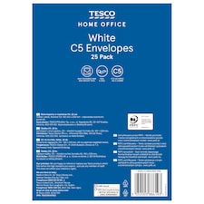 Tesco White C5 Envelopes 25Pk