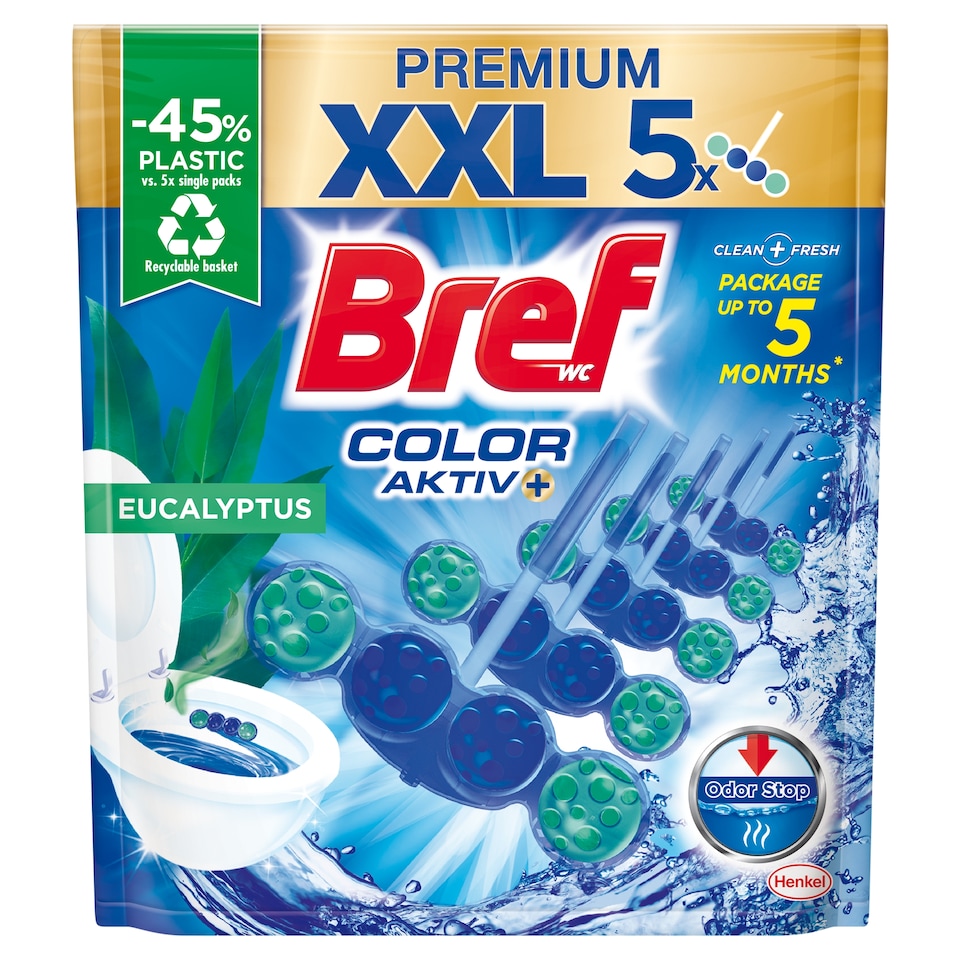 Bref Color Aktiv Eucalyptus WC frissítő 5 x 50 g (250 g)