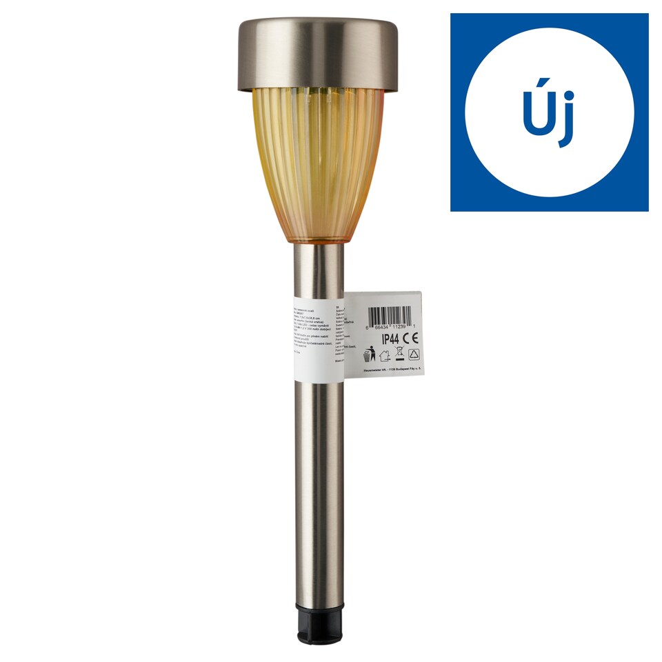 GM3007 rozsdamentes acél napelemes lámpa 7,5 x 7,5 x 38,6 cm