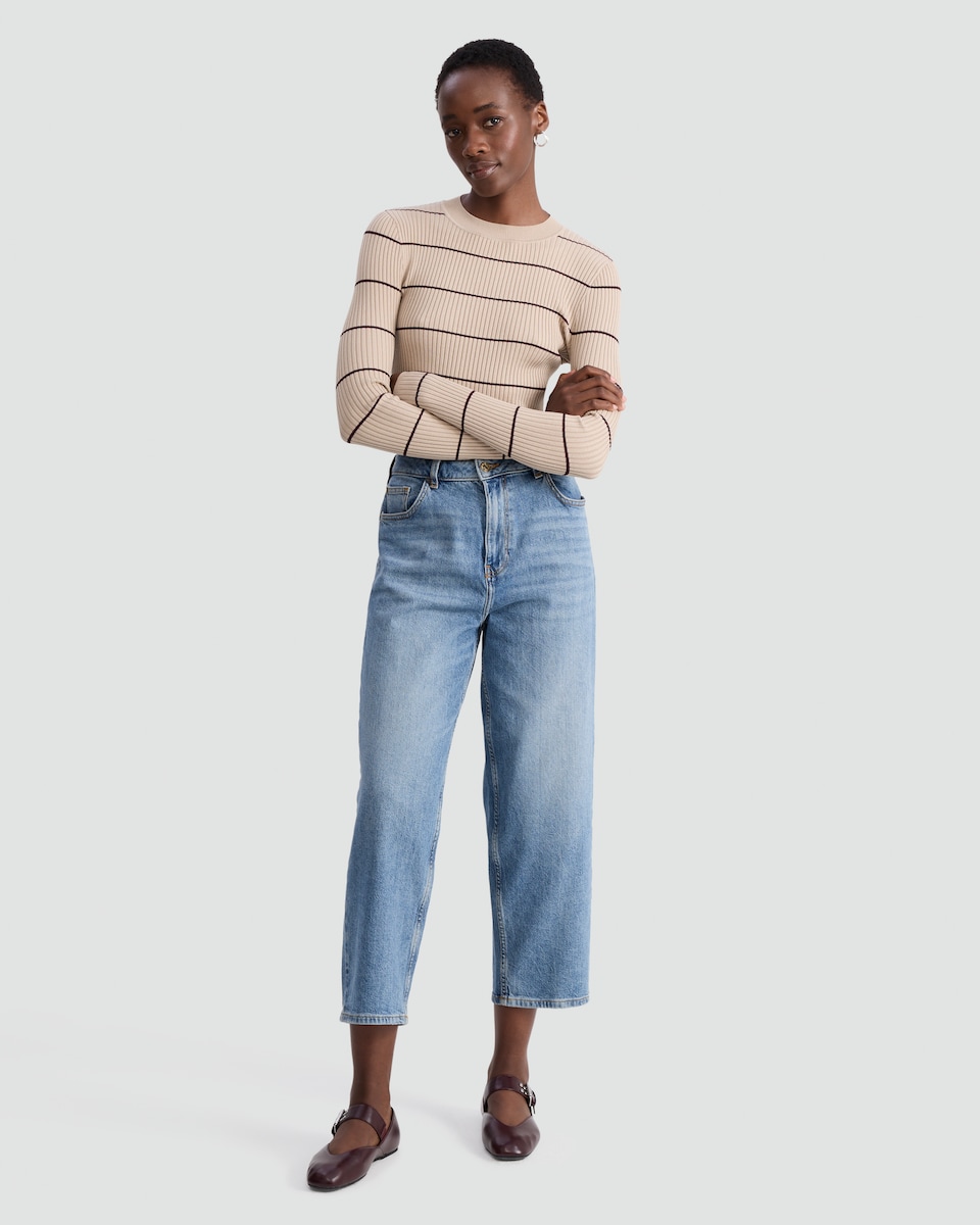 image 1 of F&F Ribbed Knit Crew Neck Jumper in Multi