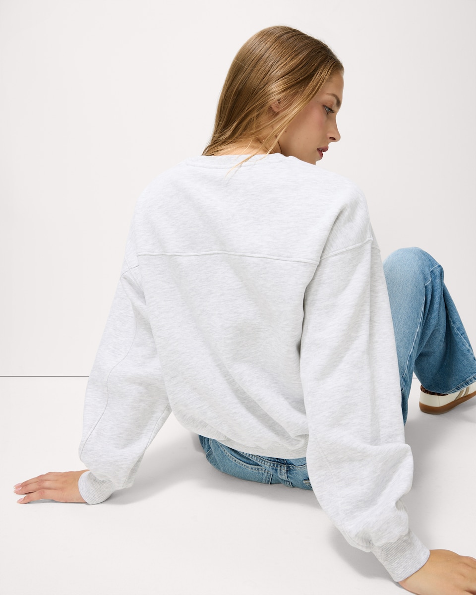 image 1 of F&F Cotton Rich Balloon Sleeved Sweatshirt in Grey Marl