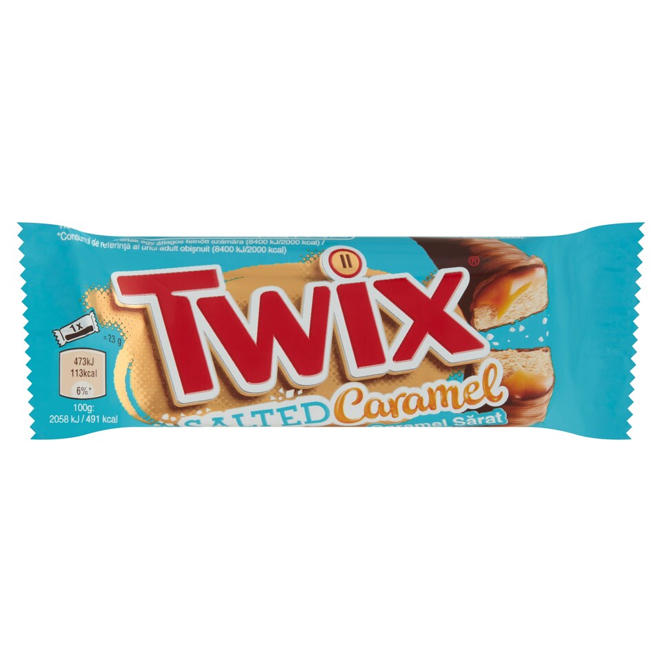 Twix Salted Caramel Biscuit Bars with Caramel, Coated with Milk Chocolate 2 x 23 g (46 g)